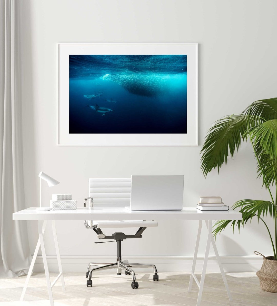 Framed Artwork with a white frame in an office space