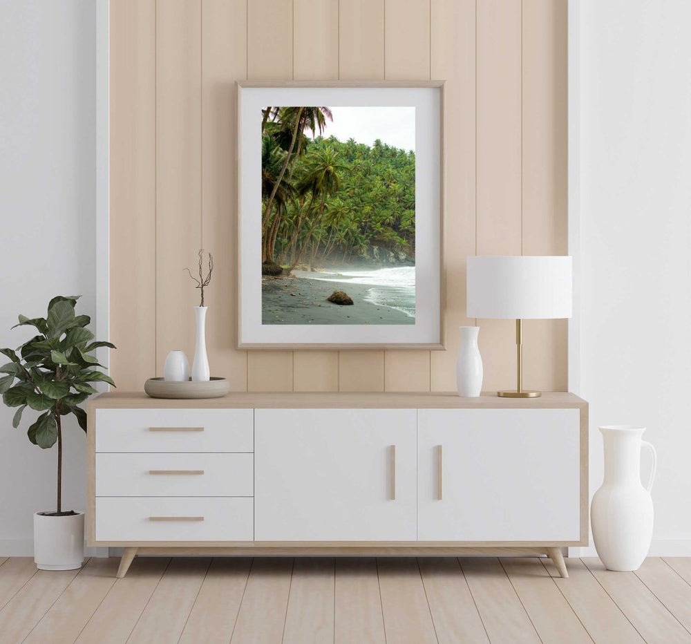 Framed Artwork with a natural frame in a living room