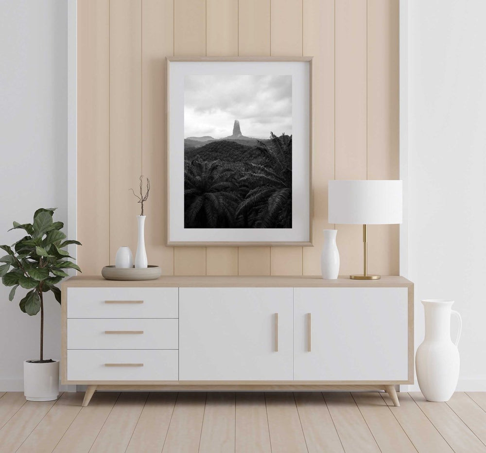 Framed Artwork with a natural frame in a living room