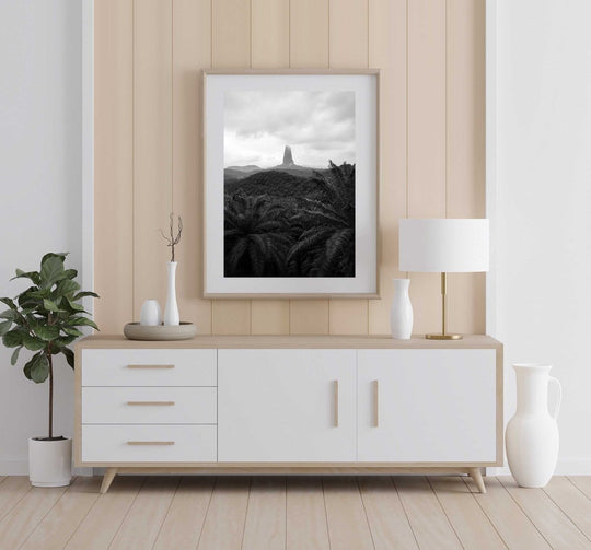 Framed Artwork with a natural frame in a living room