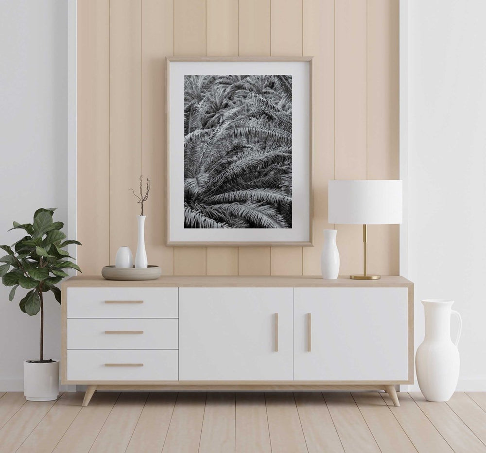 Framed Artwork with a natural frame in a living room