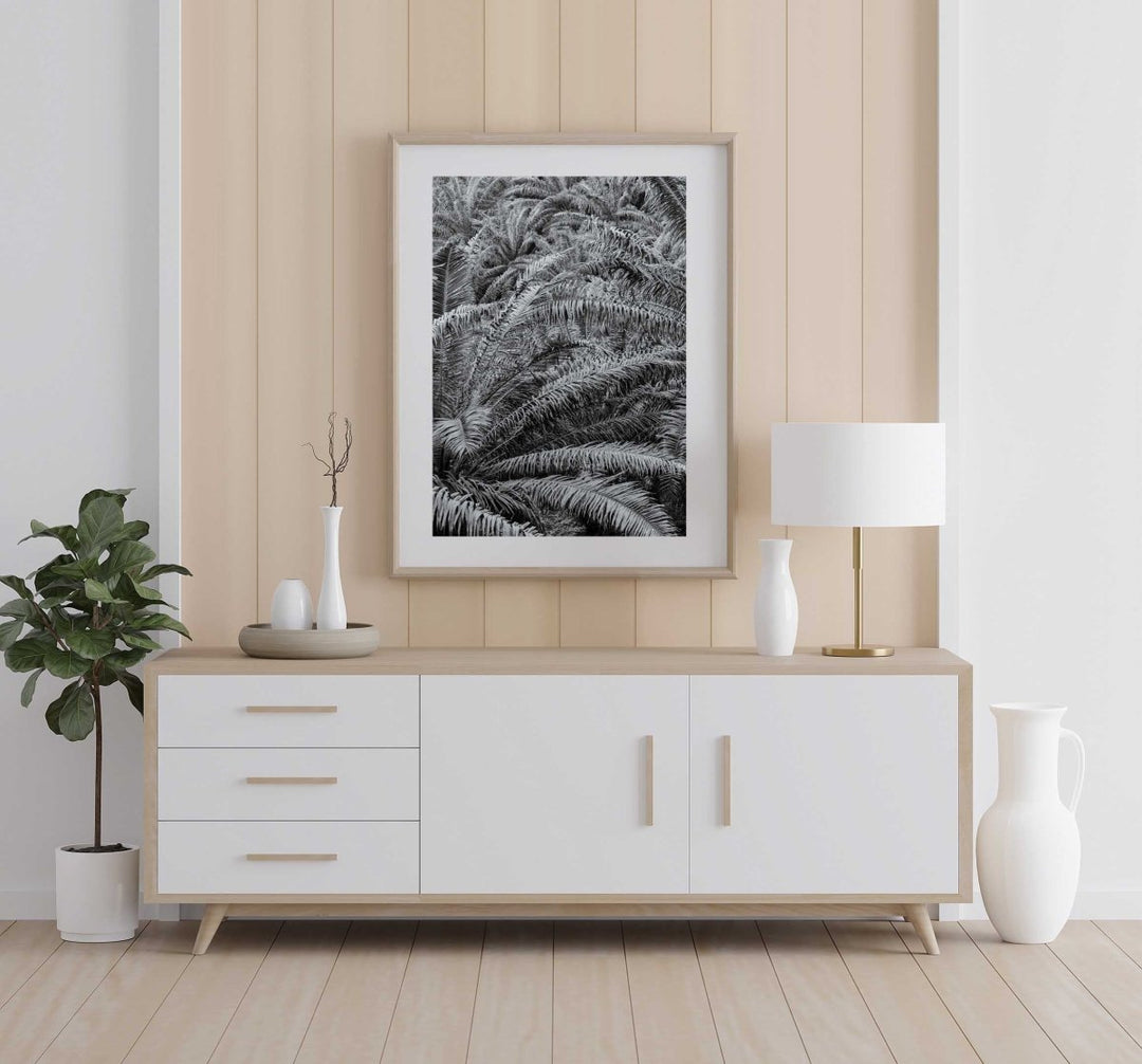 Framed Artwork with a natural frame in a living room