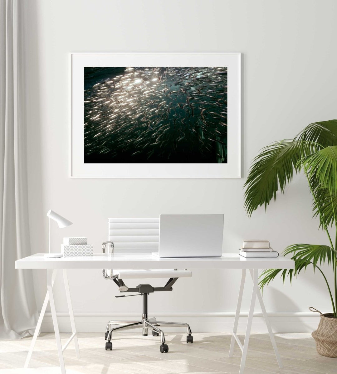 Framed Artwork with a white frame in an office space