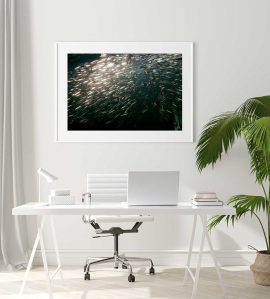 Framed Artwork with a white frame in an office space