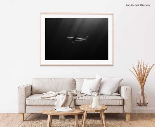 Framed Artwork with a natural frame in a living room
