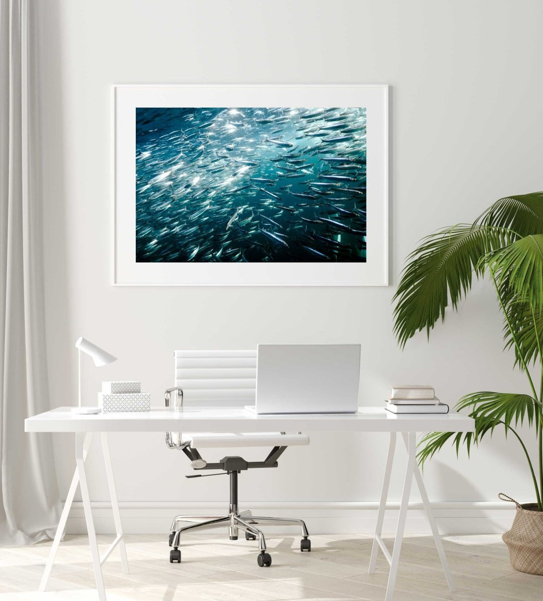 Framed Artwork with a white frame in an office space