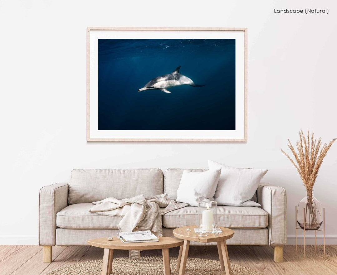 Framed Artwork with a natural frame in a living room