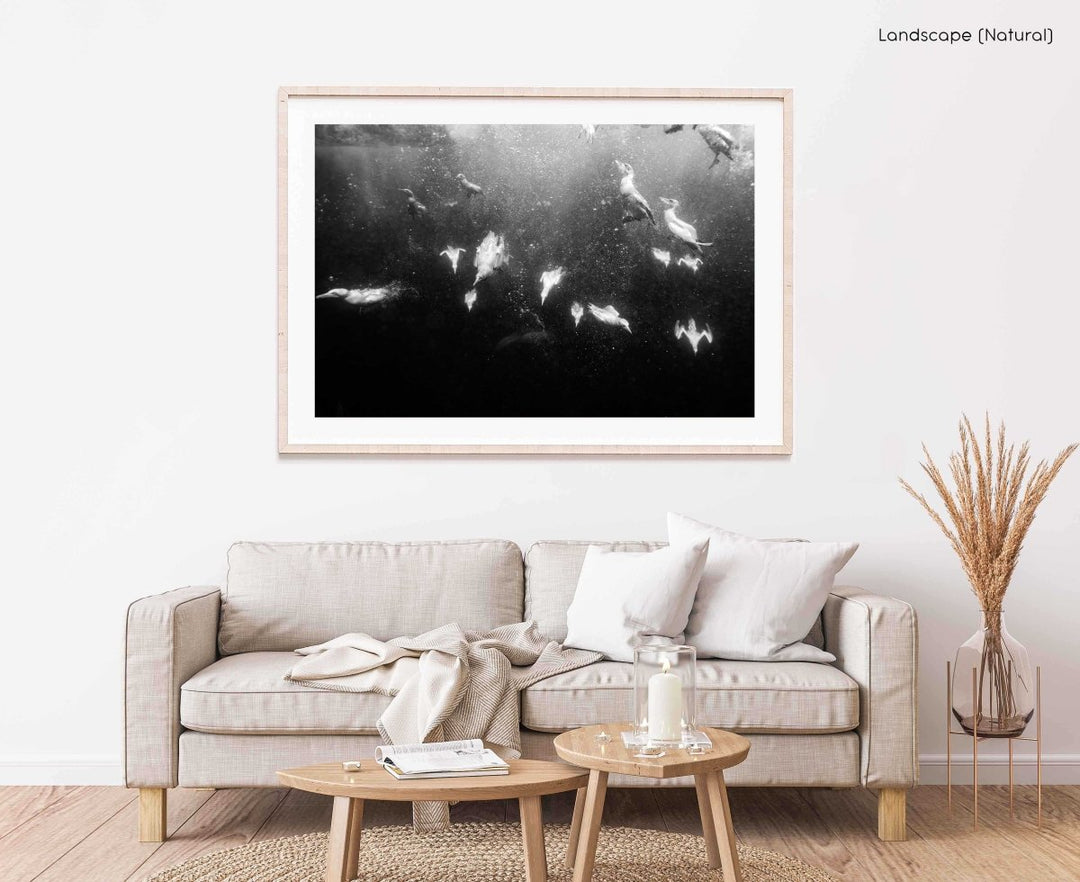 Framed Artwork with a natural frame in a living room