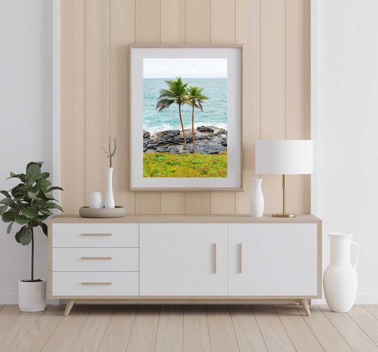 Framed Artwork with a natural frame in a living room