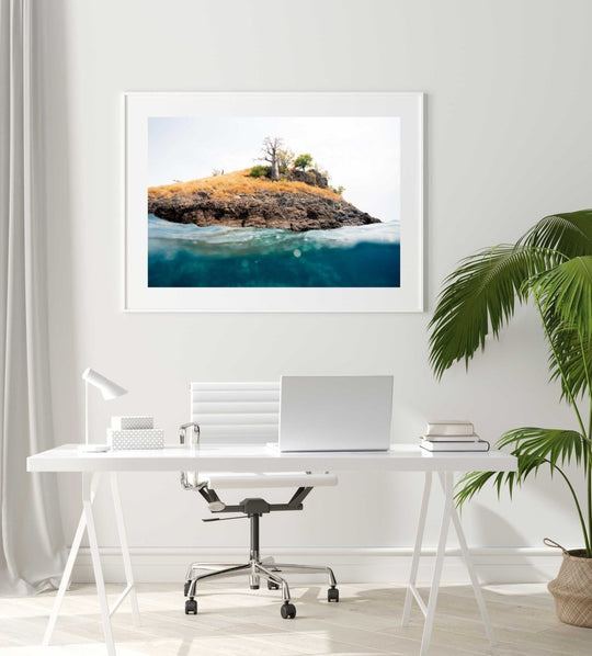 Framed Artwork with a white frame in an office space