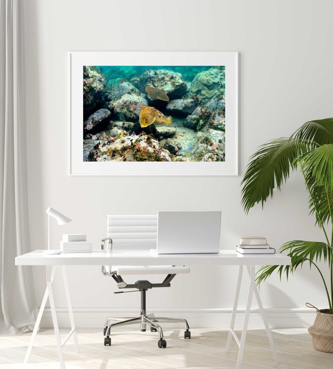 Framed Artwork with a white frame in an office space