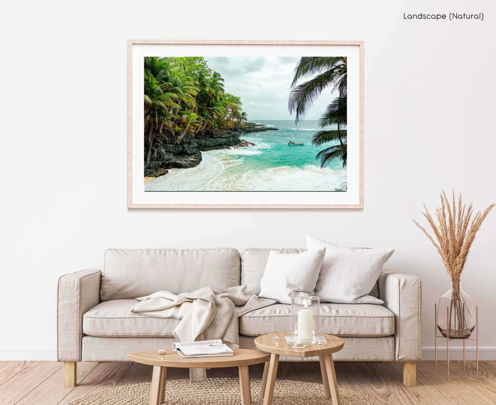 Framed Artwork with a natural frame in a living room