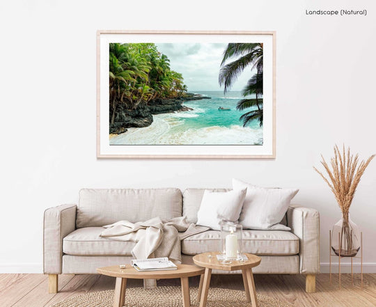 Framed Artwork with a natural frame in a living room