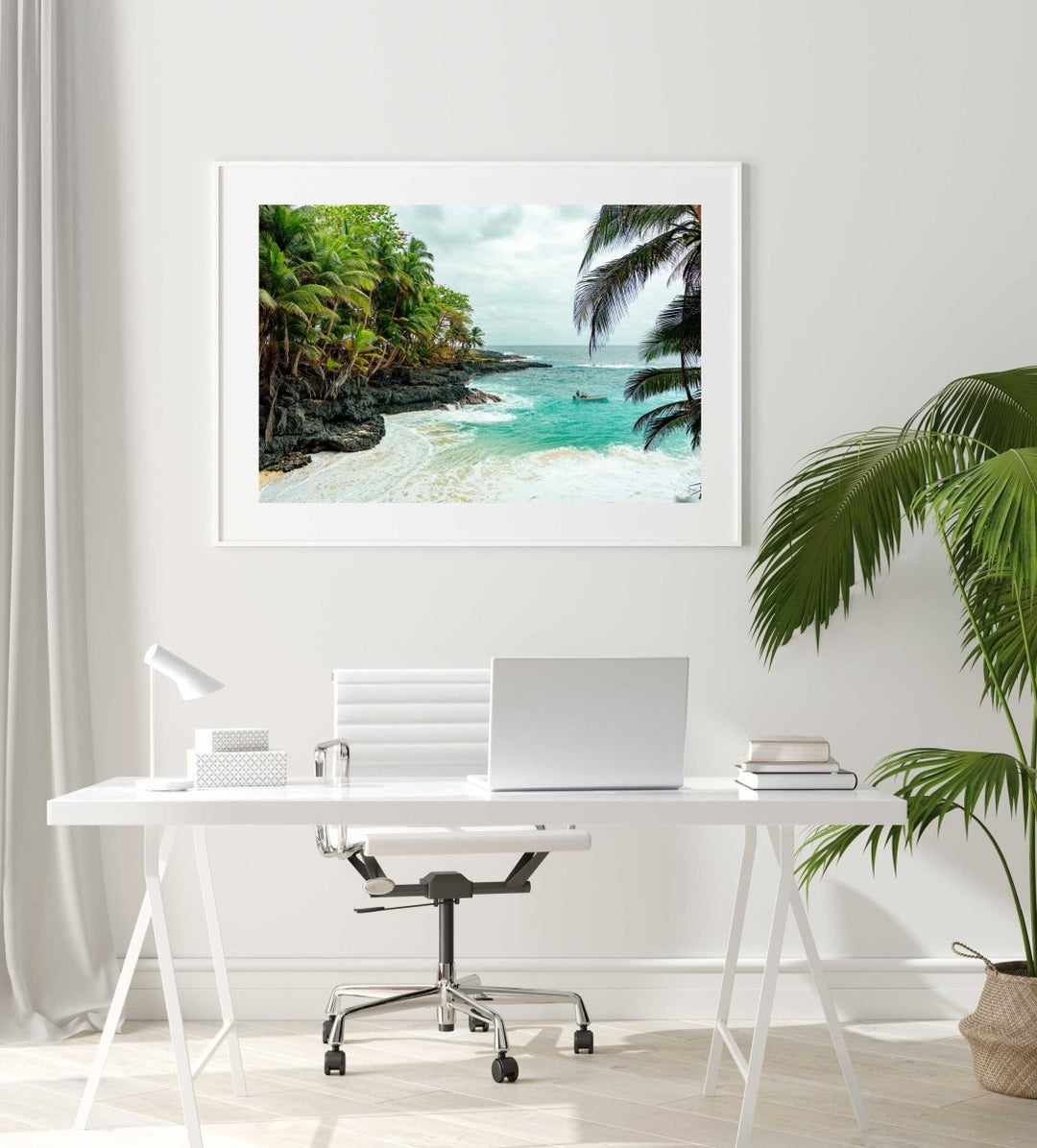 Framed Artwork with a white frame in an office space