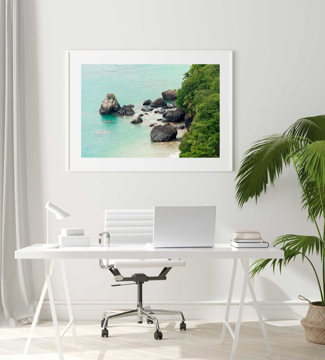 Framed Artwork with a white frame in an office space