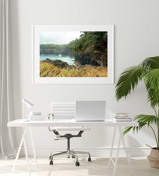 Framed Artwork with a white frame in an office space