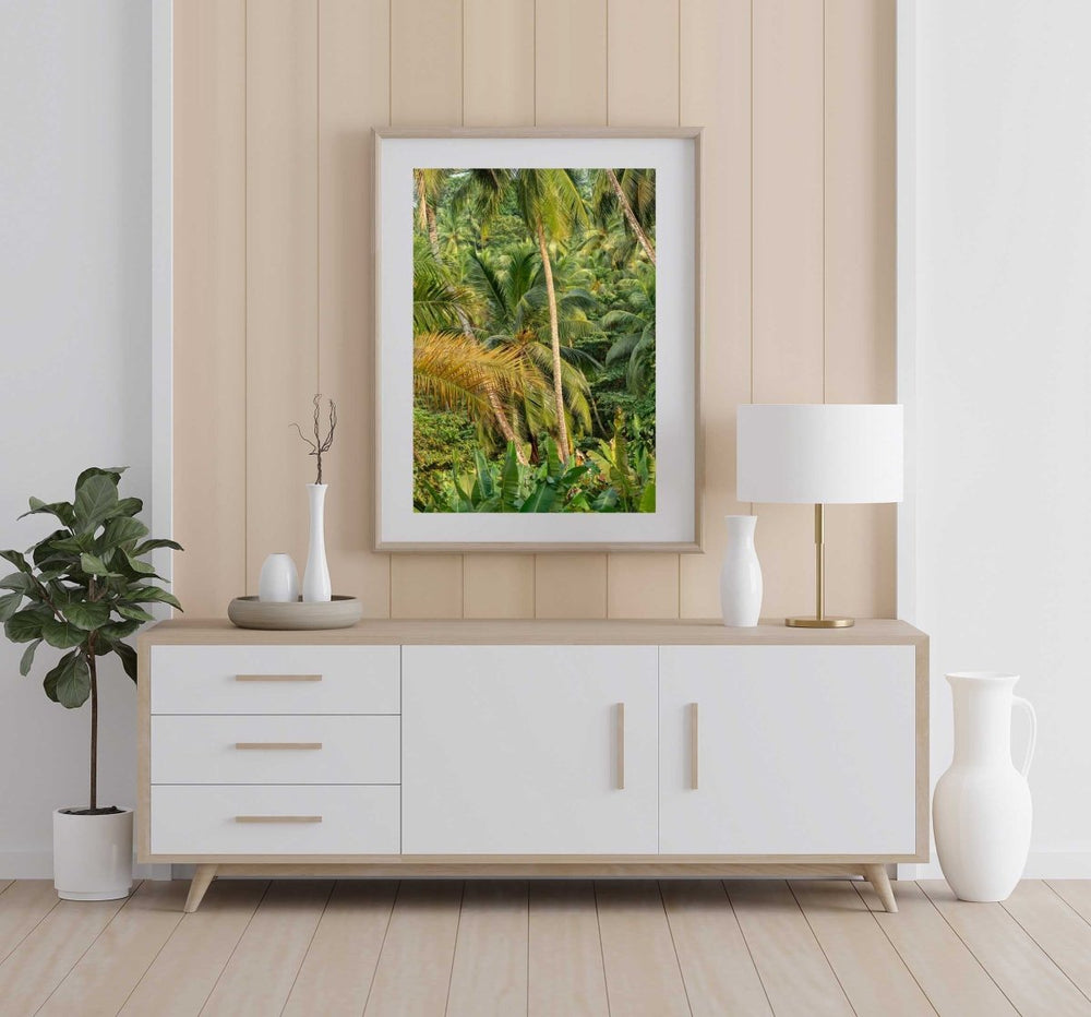 Framed Artwork with a natural frame in a living room