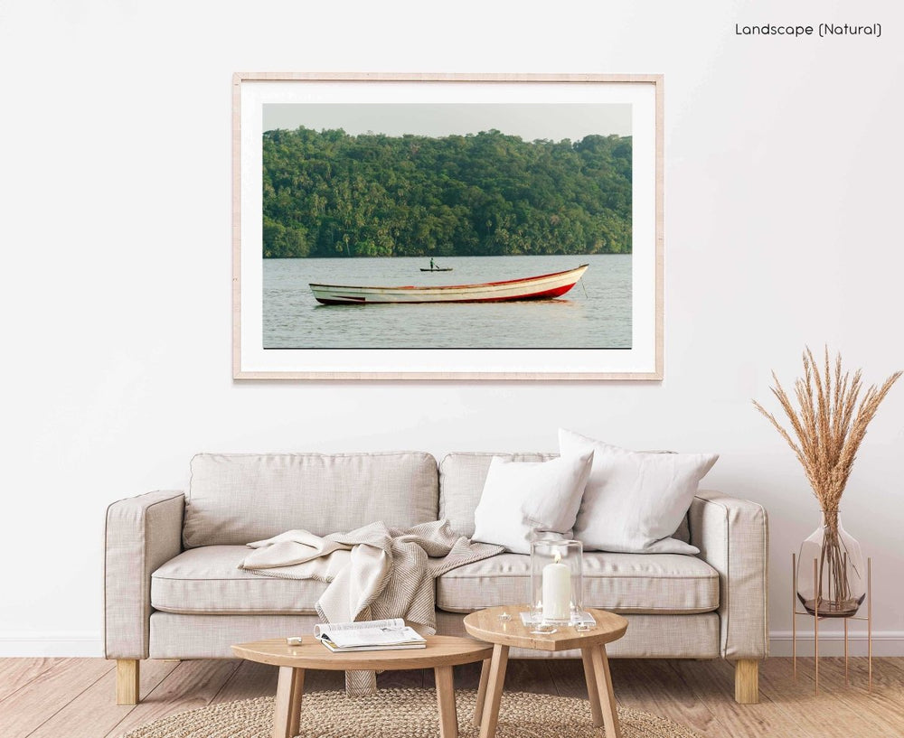 Framed Artwork with a natural frame in a living room