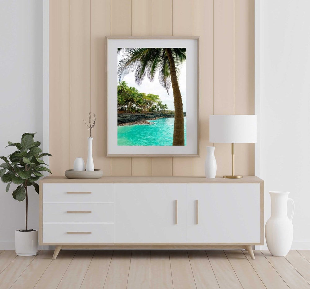Framed Artwork with a natural frame in a living room
