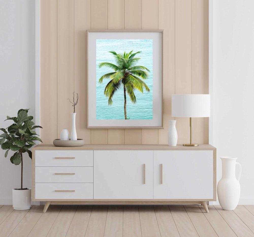 Framed Artwork with a natural frame in a living room