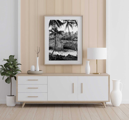 Framed Artwork with a natural frame in a living room