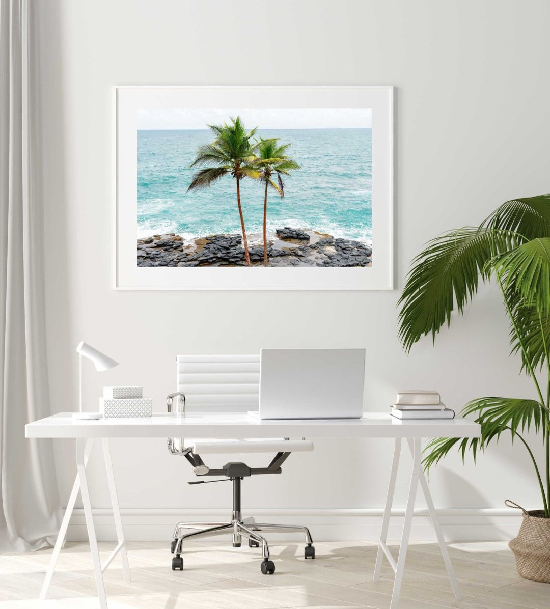 Framed Artwork with a white frame in an office space