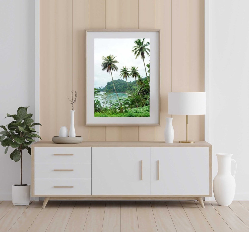 Framed Artwork with a natural frame in a living room