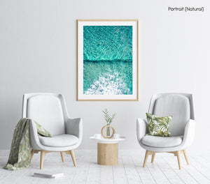 Aerial of Surfers in a turqoise ocean in a a natural fine art frame
