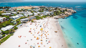 Aerial of Clifton Beach in Cape Town during summer