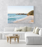 Aerial of waves breaking on to Llandudno beach in cape town in an acrylic/perspex frame