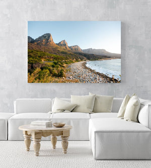 The twelve apostles mountains during sunset at beach in an acrylic/perspex frame