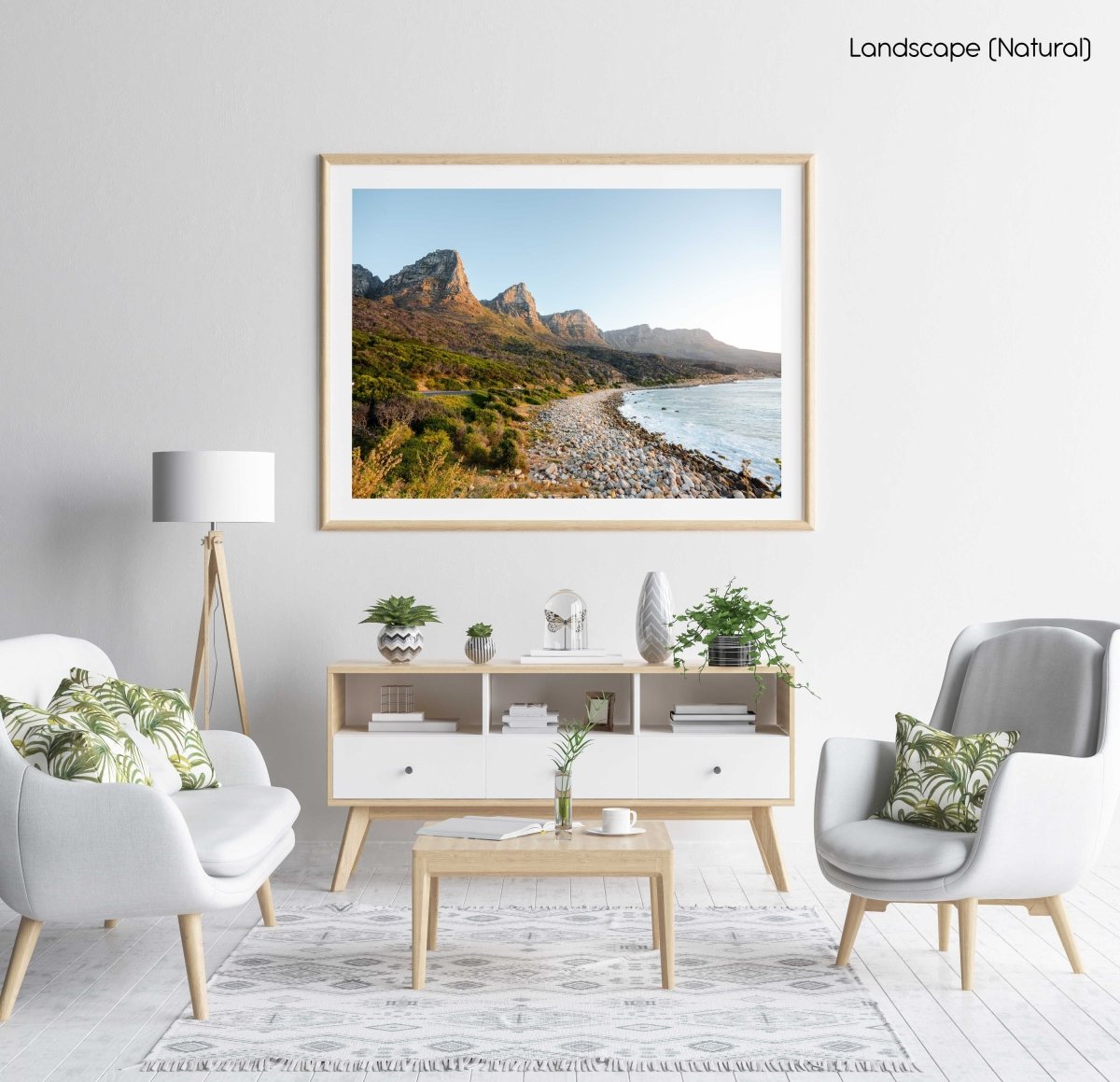 The twelve apostles mountains during sunset at beach in a natural fine art frame