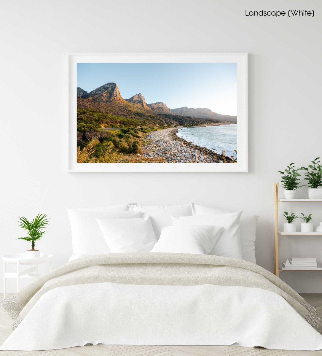 The twelve apostles mountains during sunset at beach in a white fine art frame