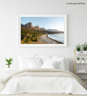 The twelve apostles mountains during sunset at beach in a white fine art frame