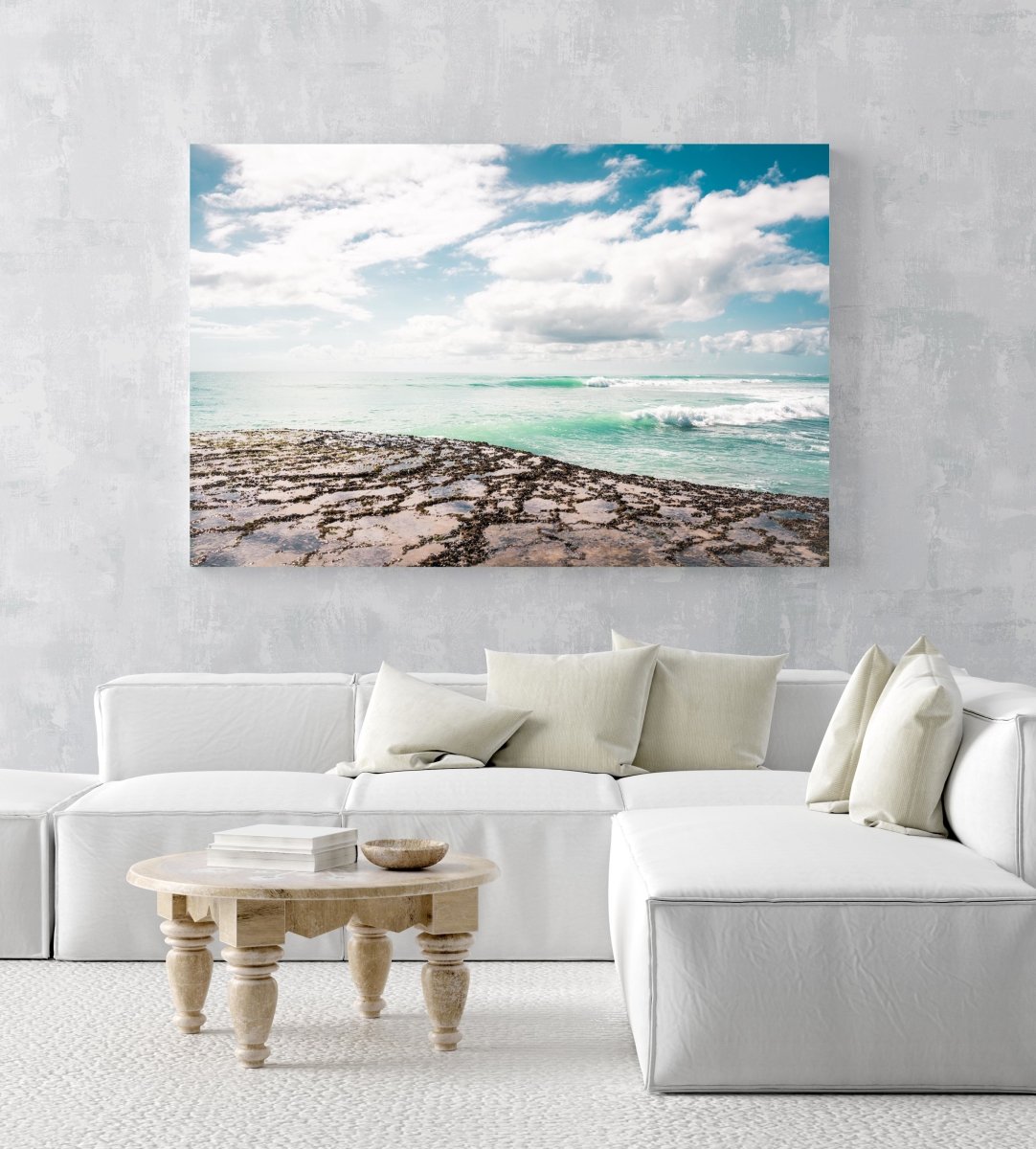 Turquoise waves breaking along arniston coast south africa in an acrylic/perspex frame