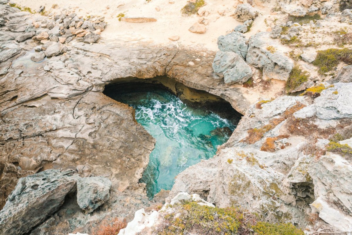 Natural turquoise pool along arniston coast south africa