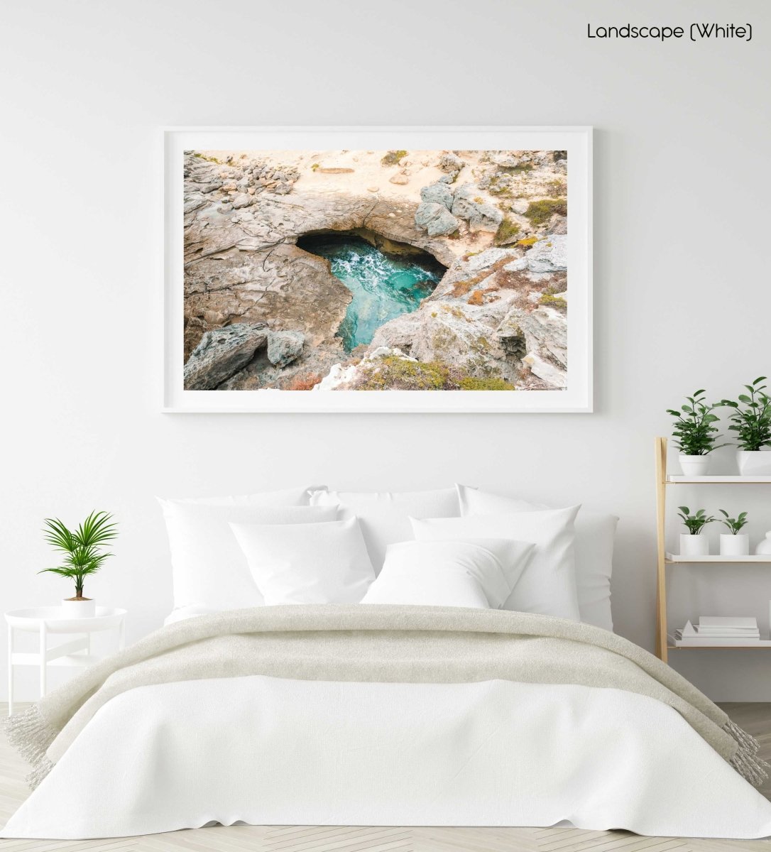 Natural turquoise pool along arniston coast south africa in a white fine art frame