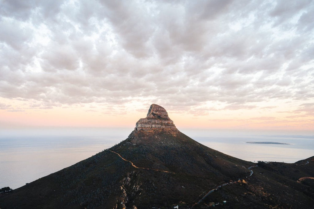 Lions head mountain with clouds during sunrise in cape town