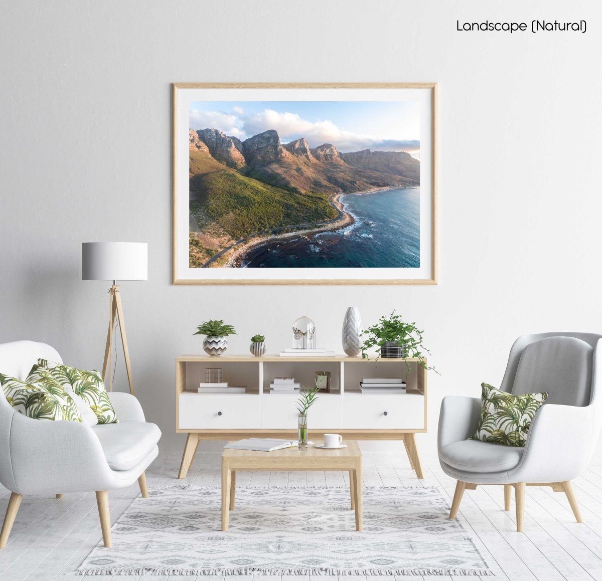 Scenic road along the twelve apostles mountains in cape town during sunset in a natural fine art frame