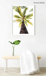 Green palm tree against white sky in Malindi Beach Kenya in a white fine art frame