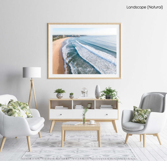 Aerial of Manly Beach in Sydney in a natural fine art frame