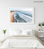 Aerial of Manly Beach in Sydney in a white fine art frame