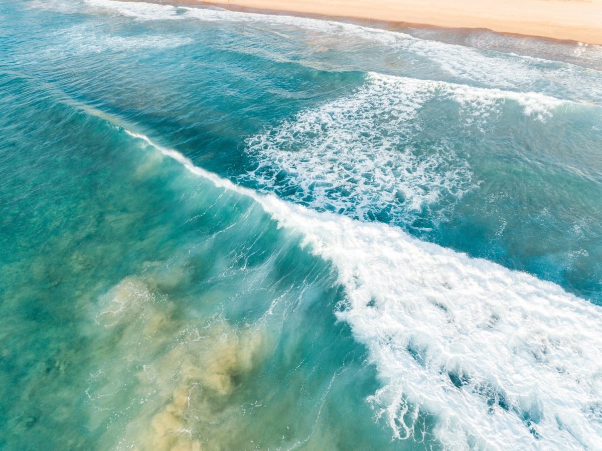 Wave whitewash from behind at Manly Beach Sydney