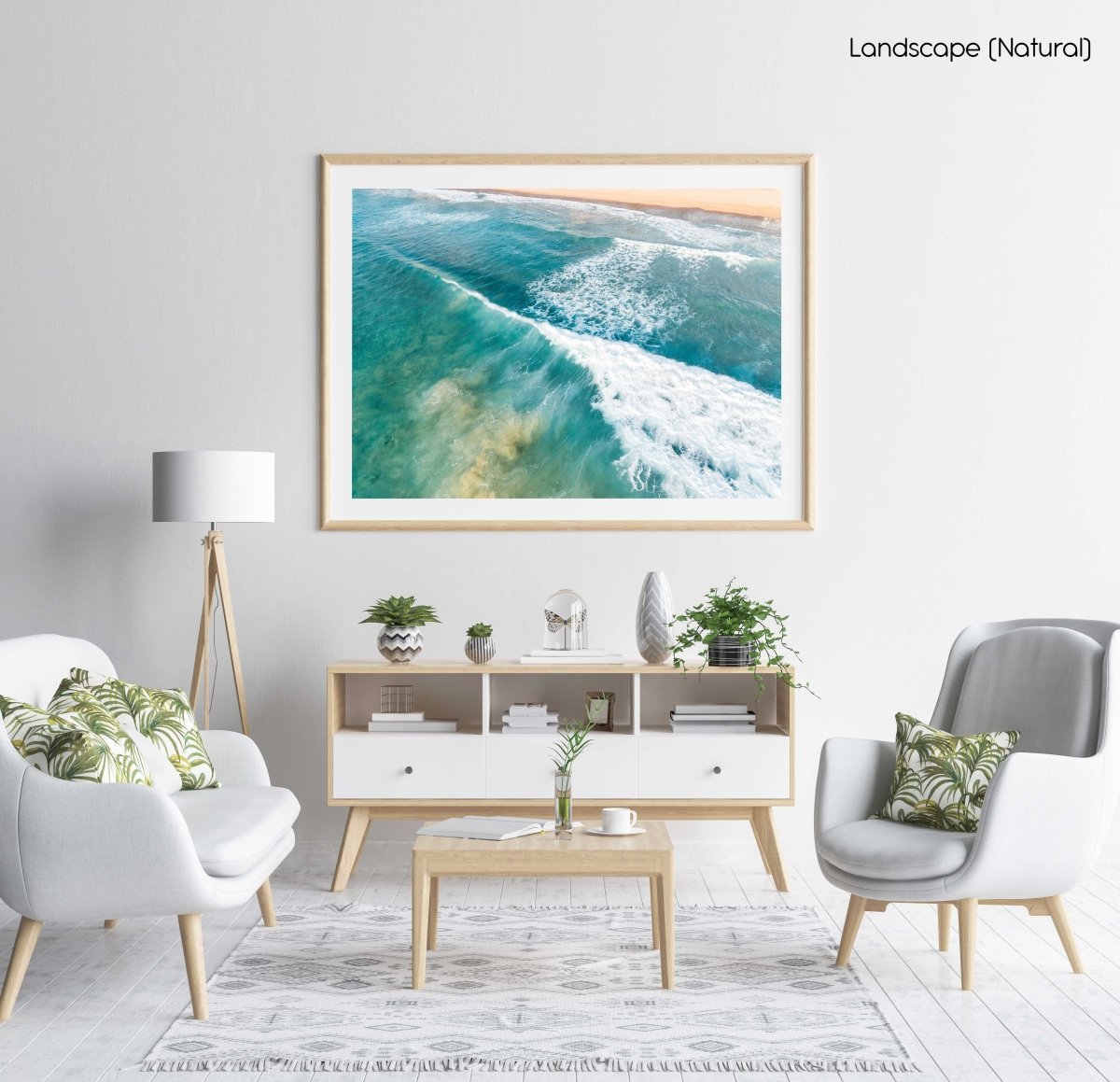 Wave whitewash from behind at Manly Beach Sydney in a natural fine art frame