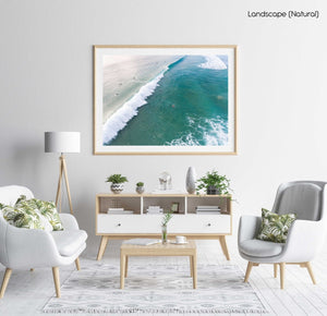 Dark green and blue whitewash rolling through Manly Beach surf in a natural fine art frame