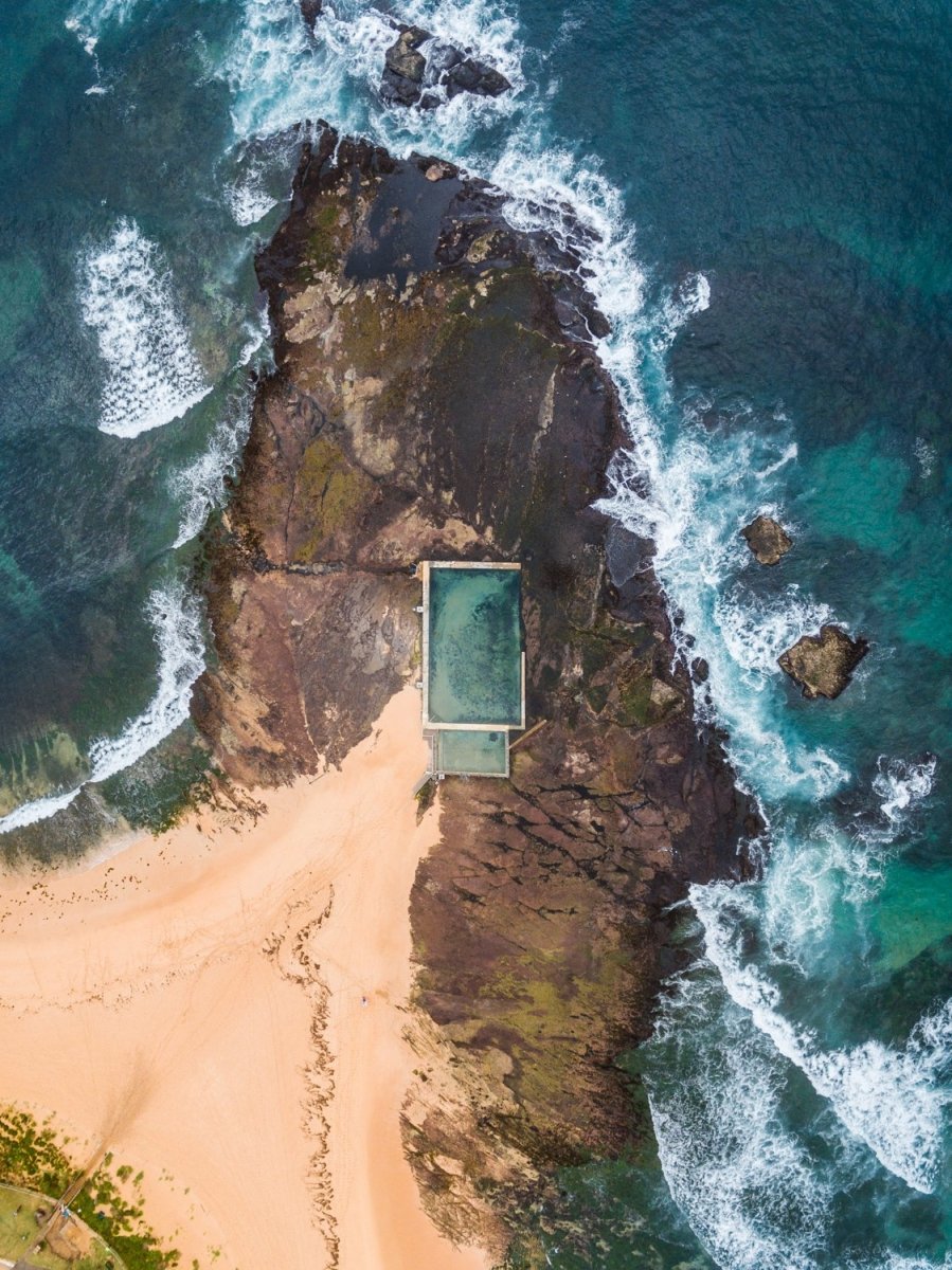 Aerial topdown view of Monavale pool in Sydney