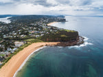 Aerial of Northern beaches cliffs in Sydney