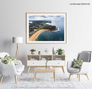 Aerial of Northern beaches cliffs in Sydney in a natural fine art frame