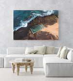 Monavale tidal pool and waves from above in Sydney in an acrylic/perspex frame