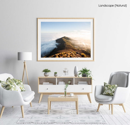 Mist rolling over cape town and signal hill from lions head in a natural fine art frame